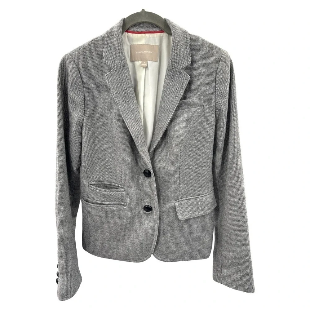 Banana Republic Gray Textured Blazer Jacket Tailored Workwear Womens Size‎ 2